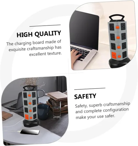 Vista 8 de Enchufe de alimentación con puertos de carga USB, protector de sobretensiones, placa de alimentación para el hogar y la oficina, extensión de carga