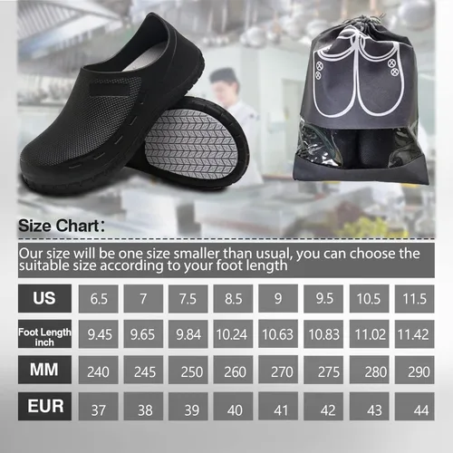 Vista 6 de Zapatos de chef para hombre, antideslizantes, a prueba de agua, zapatos de trabajo para hombre, cómodos zapatos de enfermería para jardinero