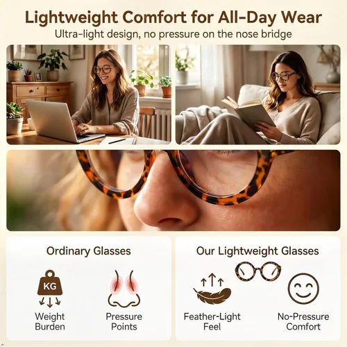 Vista 5 de Eyekepper Paquete de 4 lentes de lectura redondos para mujer, lectores de gran tamaño, +0.50 Paquete de 4 colores variados.