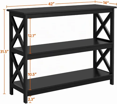 Vista 4 de Yaheetech Soportes de televisión y centros de entretenimiento con estante de almacenamiento de 3 niveles soporte de TV para sala de estar, negro