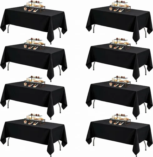 Vista 11 de Mantel rectangular de poliéster, manteles para mesas rectangulares de 6 pies, manteles de tela decorativa lavable para bodas, banquetes y campamento