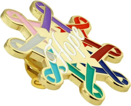 Vista 29 de PinMart Awareness - Pin de solapa esmaltado – Pin de cinta chapado en níquel y oro – Cinta de prevención y conciencia – Broche de joyería con parte