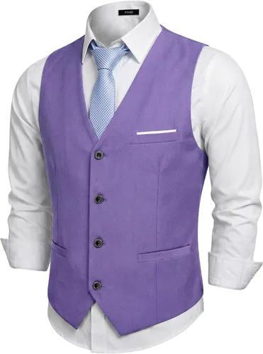 Vista 17 de Chaleco de traje de negocios para hombre, chaqueta ajustada, chalecos de traje casual Beige