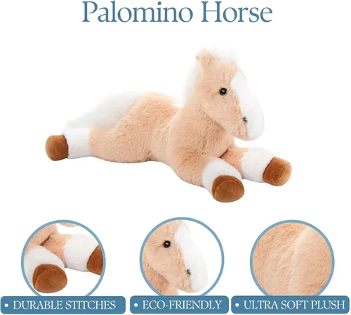 Vista 5 de The Petting Zoo Floppy Palamino - Peluche de caballo de peluche, regalos para niños, animales salvajes de corral Onez, juguete de peluche de caballo