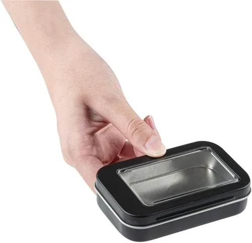 Vista 10 de Restaurantware RW Base - Recipientes rectangulares de lata de 4.5 onzas, 100 cajas de lata duraderas con tapas, tapas transparentes para ventana