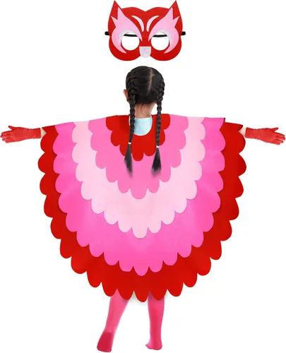 Vista 2 de 4 piezas de disfraz de búho para niños, incluye máscaras de alas de búho, guantes y pantimedias para niñas, niños pequeños, juegos de rol