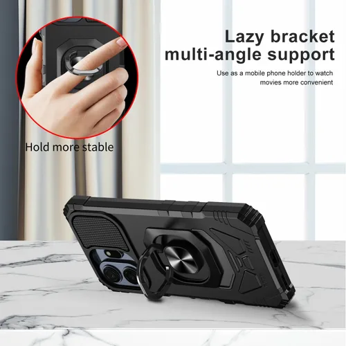 Vista 2 de Funda para TCL Nxtpaper 70 Pro 5G con protector de pantalla y soporte de anillo magnético