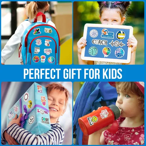 Vista 5 de 150 calcomanías de voleibol impermeables para botellas de agua, paquete de calcomanías deportivas de vinilo grandes, regalos para adolescentes