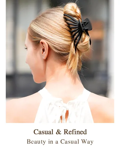 Vista 4 de Paquete de 4 pinzas para el cabello para mujer, pinzas grandes de 4.7 pulgadas para cabello grueso y delgado, pinzas de pelo grandes mate Negro