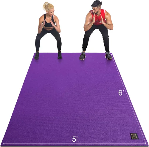 Vista 17 de GXMMAT Alfombrilla de ejercicio grande de 6 x 4 pies/6 x 5 pies/6 x 6 pies (0.276 in), alfombrillas gruesas para suelo de gimnasio en casa, tapete