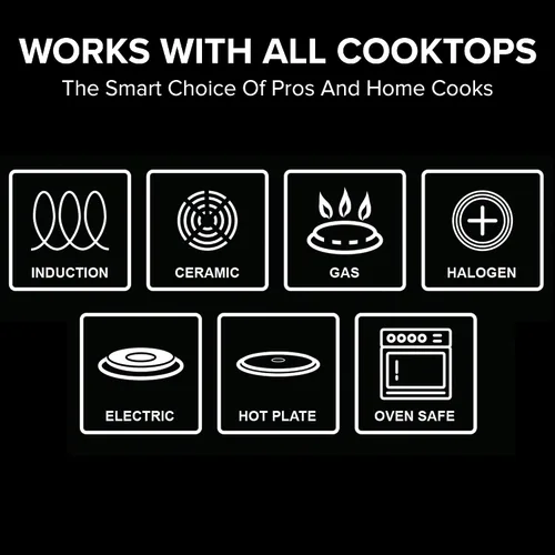 Vista 5 de Nuwave Juego de utensilios de cocina Pro-Smart de acero inoxidable de 9 piezas, construcción resistente de tres capas, asas ergonómicas que se