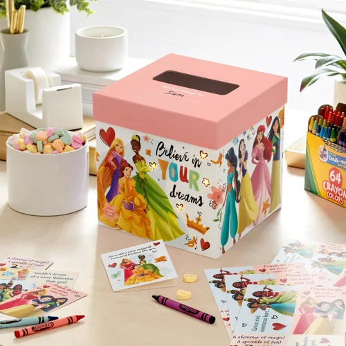 Vista 2 de Hallmark Disney Princess - Tarjetas de San Valentín para niños, intercambio de aula escolar y buzón con luz y sonido
