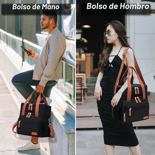 Vista 6 de Weitars Lonchera para mujeres y hombres, lonchera grande con doble compartimento para hombres, lonchera para adultos, para enfermeras, oficina Caqui