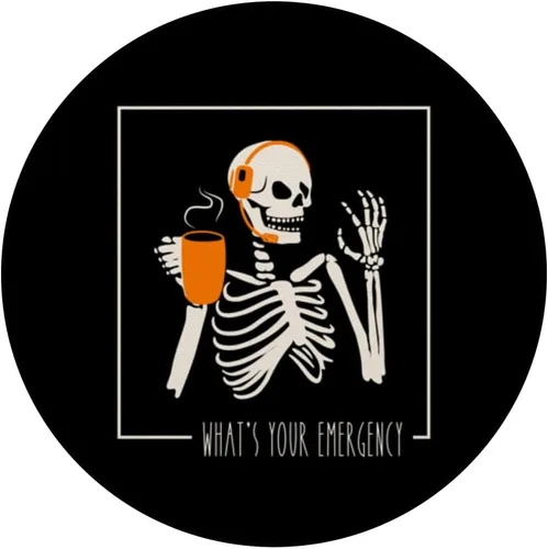 Vista 3 de Cuál es tu emergencia Funny Skeleton 911 Dispatcher Humor PopSockets Standard PopGrip