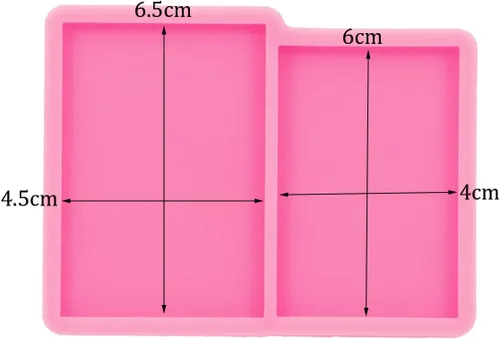 Vista 2 de Molde rectangular de silicona de resina para epoxi, agarre de teléfono, enchufe – Carrete de insignia con forma rectangular de bricolaje, dijes