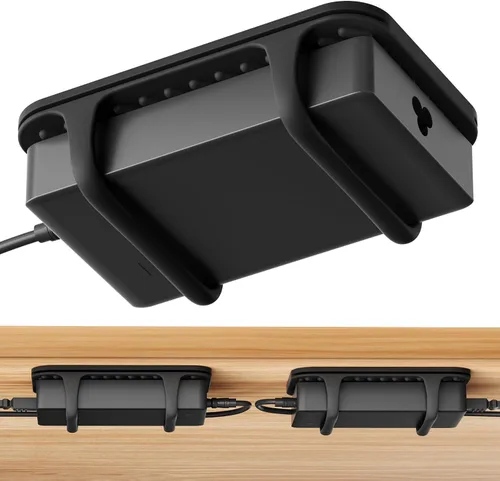 Vista 9 de ELETIUO Soporte universal de silicona para cargador de laptop, organizador de montaje de ladrillo de alimentación bajo el escritorio para ladrillos