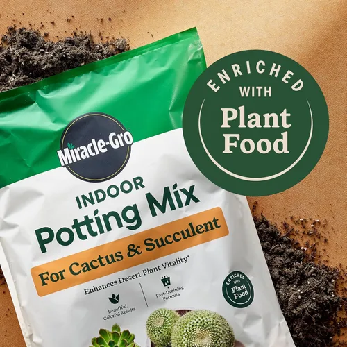 Vista 3 de Miracle-Gro Mezcla para macetas de interior para cactus y suculentas, mezcla para macetas de cactus y suculentas de drenaje rápido con alimentos