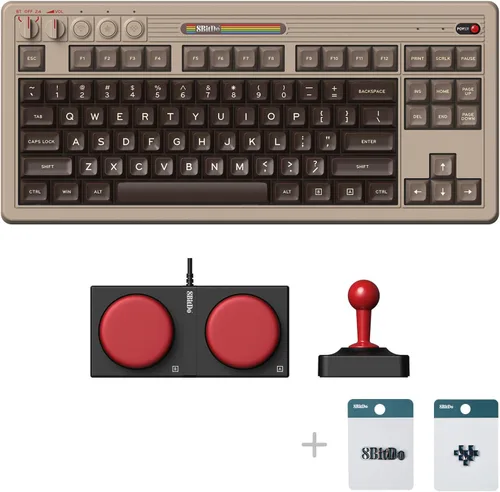 Vista 2 de 8Bitdo Teclado mecánico retro de 87 teclas, Bluetooth2.4GUSB-C, teclado para juegos intercambiable en caliente con dos botones súper programables