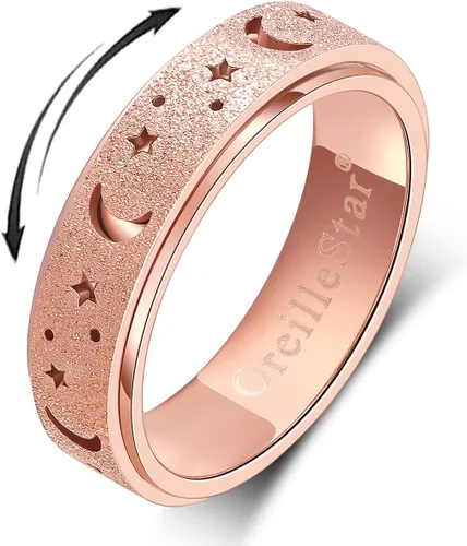 Vista 16 de Anillo de ansiedad OreilleStar para mujer, anillo de dedo de acero inoxidable, juguetes de dedo para adultos, anillos giratorios para el pulgar 2