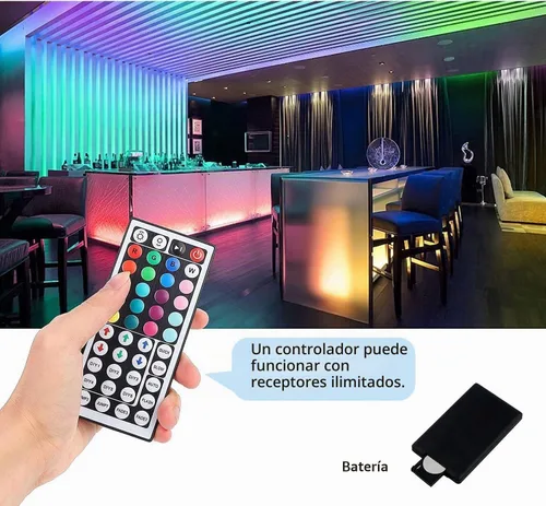 Vista 5 de Control remoto de luces LED, control remoto inalámbrico IR de 44 teclas con conector RGB de 1 puerto para luces de tira LED SMD3528 5050