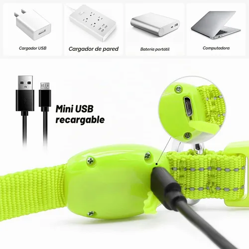 Vista 4 de Collares de perro con luz Visinite para perros pequeños, collar de perro LED recargable, collar de perro iluminado totalmente ajustable, collares