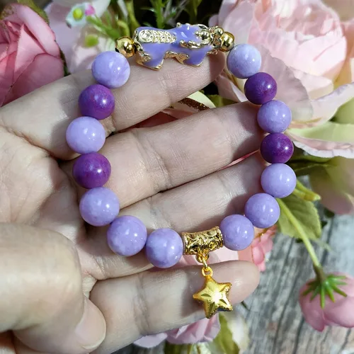 Vista 7 de Heavens Tvcz Pixiu Pulsera para mujeres y hombres amatista natural piedra morada cuentas positivas espirituales Feng Shui dijes tailandeses