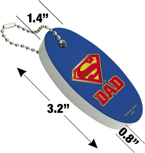 Vista 4 de GRAPHICS & MORE Superman Super Dad Shield Logo Llavero flotante de espuma ovalada para barco de pesca, boya, Multi