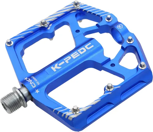 Vista 2 de Bike Pedal Aluminum Alloy 9/16" Bike Pedal MTB Wide Platform Flat Non-Slip Bicycle Pedals with 3 Bearings for Mountain Bikes, Road, BMX