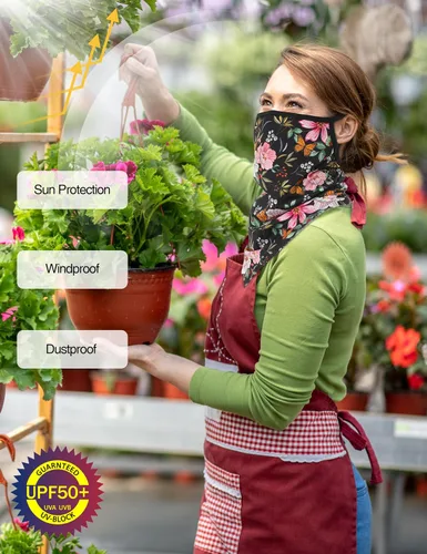 Vista 2 de FISHEAL Máscara facial con protección solar UV, transpirable, cubierta facial de jardinería, polaina para el cuello con bucles para las orejas