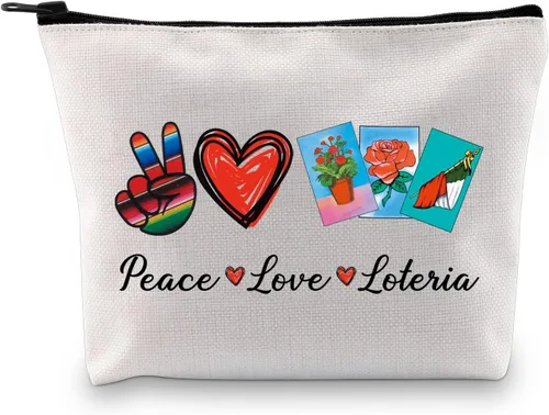 Vista 11 de JXGZSO Bolsa de lotería divertida bolsa de almacenamiento de bingo mexicano, regalo de lotería, paz, amor, lotería, bolsa de lona con cremallera