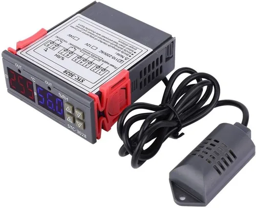 Vista 8 de 3028 Control de temperatura 12V/24V/110V/220V Pantalla digital Medidor de temperatura y humedad con sensor integrado (12V)