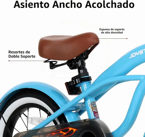 Vista 4 de JOYSTAR Bicicleta de crucero para niños de 12 pulgadas, 14 pulgadas, 16 Azul