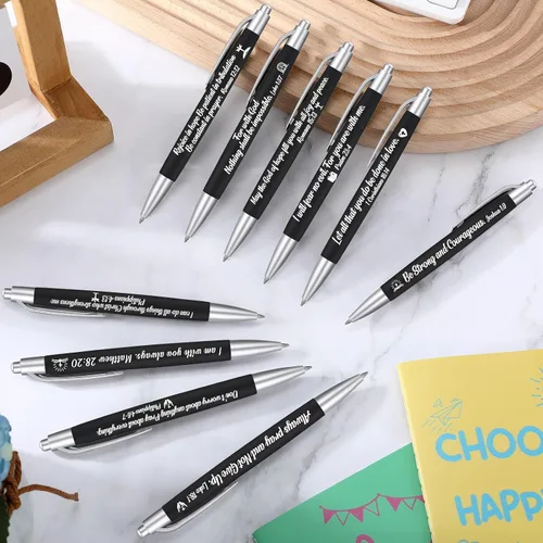 Vista 3 de Yeaqee 100 bolígrafos inspiradores de tinta metálica con cita motivacional para compañeros de trabajo, equipo de oficina, regalos de agradecimiento