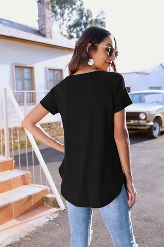 Vista 3 de Newchoice Women's Casual Batwing Long Sleeve T Shirt Round Neck Basic Loose Tunic Tops