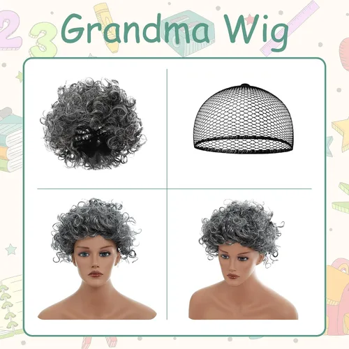 Vista 6 de Lingway Toys - Disfraz de hombre pequeño y viejo para niños finge ser abuelo, disfraz de celebración de 100 días de escuela para niños