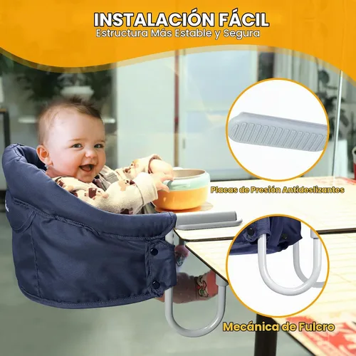 Vista 2 de Silla alta con gancho Orzbow para bebés y niños pequeños de 6 a 36 meses Azul