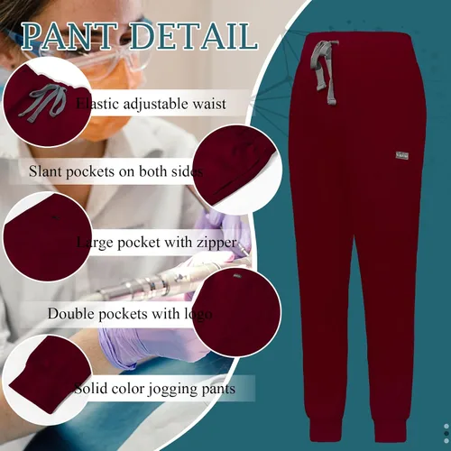 Vista 4 de VIAOLI Conjunto de ropa quirúrgica para mujer, conjunto de camiseta médica y pantalón deportivo, ropa de trabajo, clínico moderno, traje atlético