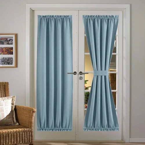 Vista 154 de NICETOWN Cortinas de Lino para Puerta Lateral - Cortinas Opacas con Aislamiento Térmico para Puerta Delantera Francesa para Sombra Pequeña