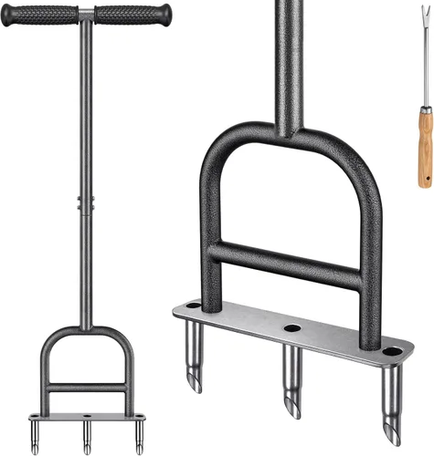 Vista 10 de Dolibest – Aireador de césped con núcleo de 3 agujeros, herramienta de aireación manual de césped con empuñadura de goma suave, herramienta