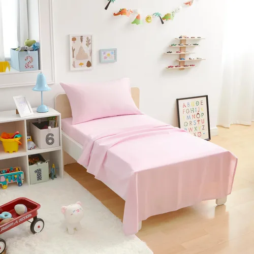 Vista 17 de Amazon Basics Juego de sábanas para niños de microfibra ligera, suave y fácil de lavar, 3 piezas, tamaño Twin, Aqua brillante, diseño sólido