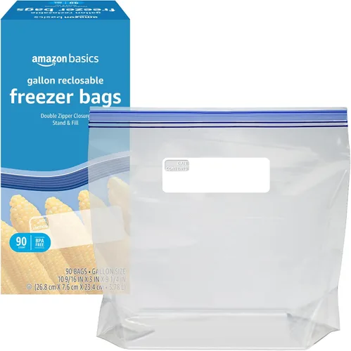 Vista 3 de Amazon Basics Bolsas de galón resellables para congelador, sin BPA, 90 unidades (anteriormente Solimo)