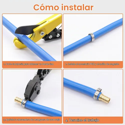 Vista 6 de 60 piezas de anillos de abrazaderas de cincha PEX de 1 pulgada, abrazaderas de manguera de una oreja de acero inoxidable 304, anillos de crimpado