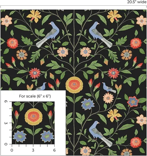 Vista 6 de NextWall Bird Toile - Papel tapiz autoadhesivo (ónix)