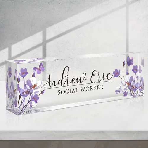 Vista 20 de Placa de nombre personalizada para escritorio, accesorios de escritorio de acrílico, placa de identificación personalizada, regalos personalizados