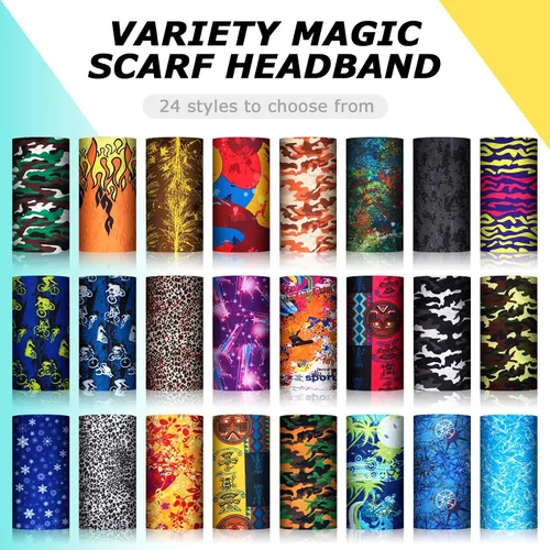 Vista 3 de JaGely 50 Pieces Neck Gaiter Sports Neck Head Wrap Headband Scarf Face Bandana Hair Wrap Neck Tube Balaclava for Women Men