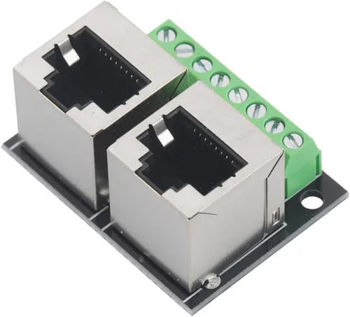 Vista 6 de 2 unidades RJ45 Ethernet doble hembra terminal Breakout Board,0.138 in paso 8Pin RJ45 conector adaptador de red Terminal adaptador de red