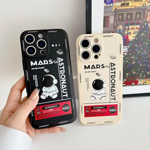 Vista 5 de Yonds Queen Funda Bonita para iPhone 7 Plus / 8 Plus, Diseño Genial de Cohete Espacial de Astronauta de Dibujos Animados Elegante Parachoques