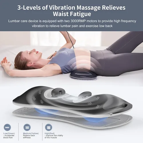 Vista 6 de ALPHAY Dispositivo de tracción lumbar multifuncional con estiramiento lumbar dinámico y masaje de amasamiento, terapia física de calor y vibración