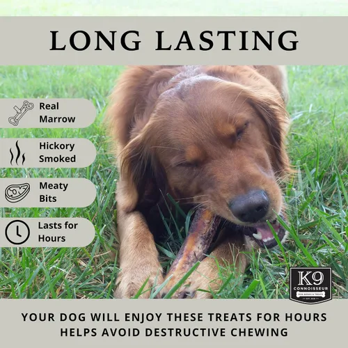 Vista 4 de K9 Connoisseur Huesos para perros hechos en Estados Unidos para masticadores agresivos de razas grandes, todo natural, de larga duración, carnoso