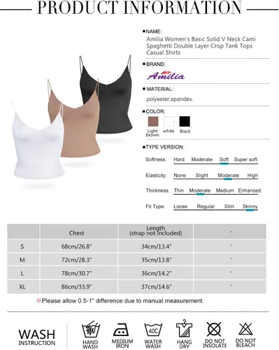 Vista 6 de Amilia - Camiseta sin mangas básica para mujer, cuello en V profundo, de doble capa, estilo casual